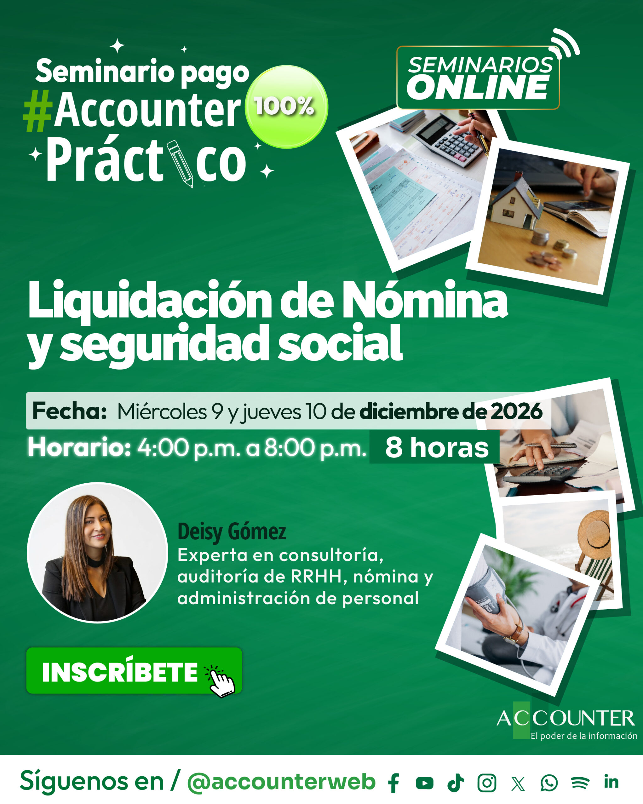 Seminario con pago: Taller práctico de nómina y seguridad social -  Afiliado