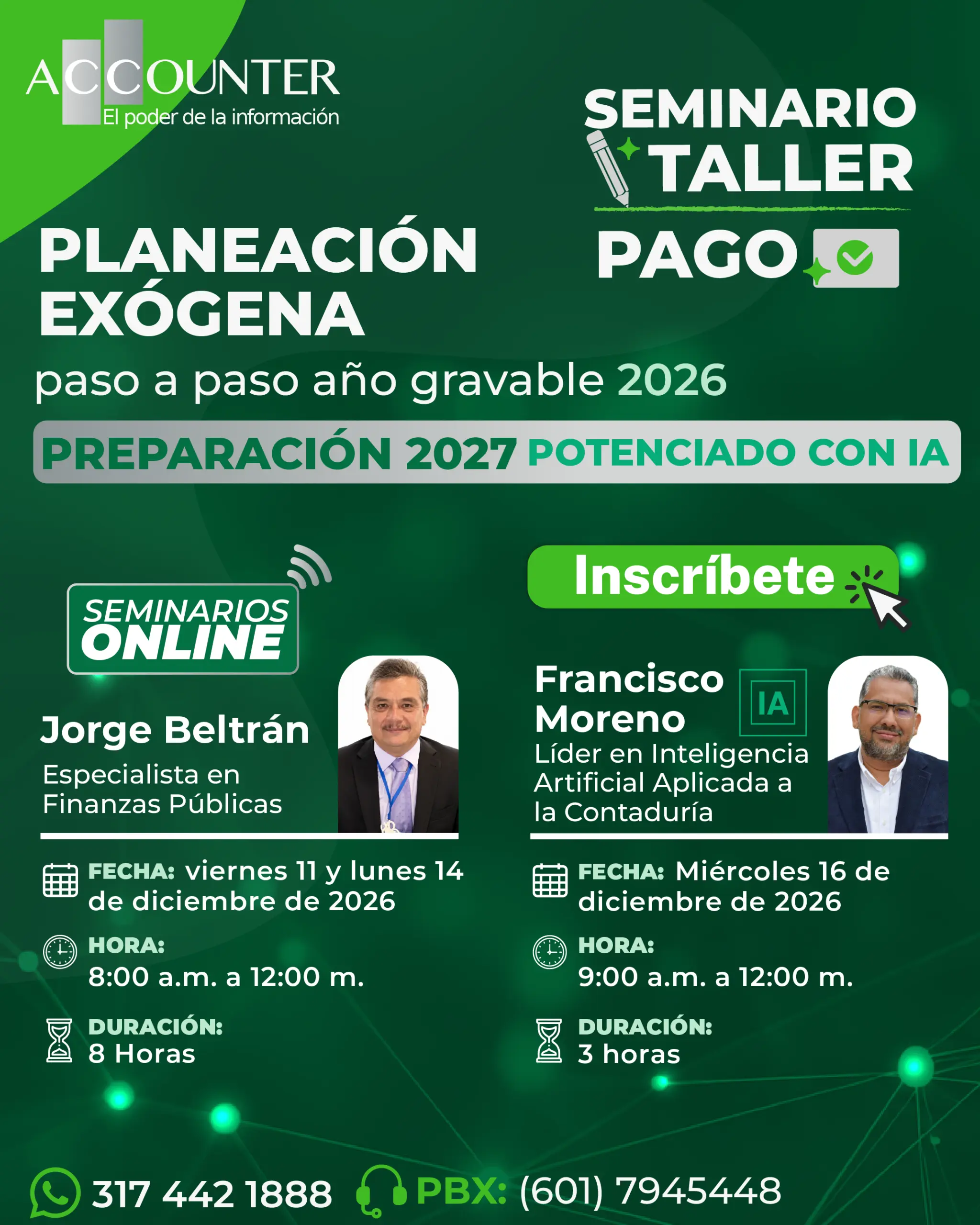 Seminario: Taller Planeación Exógena paso a paso año gravable 2026 preparación 2027 potenciado con IA - Afiliado